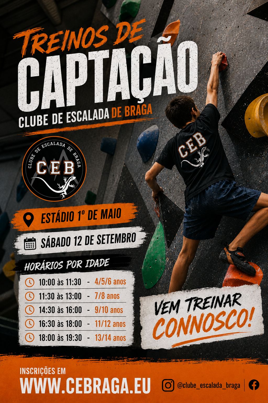 Treinos de Captação CEB: Vem experimentar Escalada! 